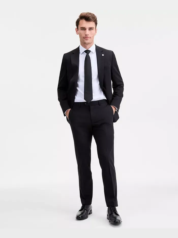 Мужской современный однотонный черный костюм из шерстяной смеси Ted by Ted Baker — изображение 7 из 7