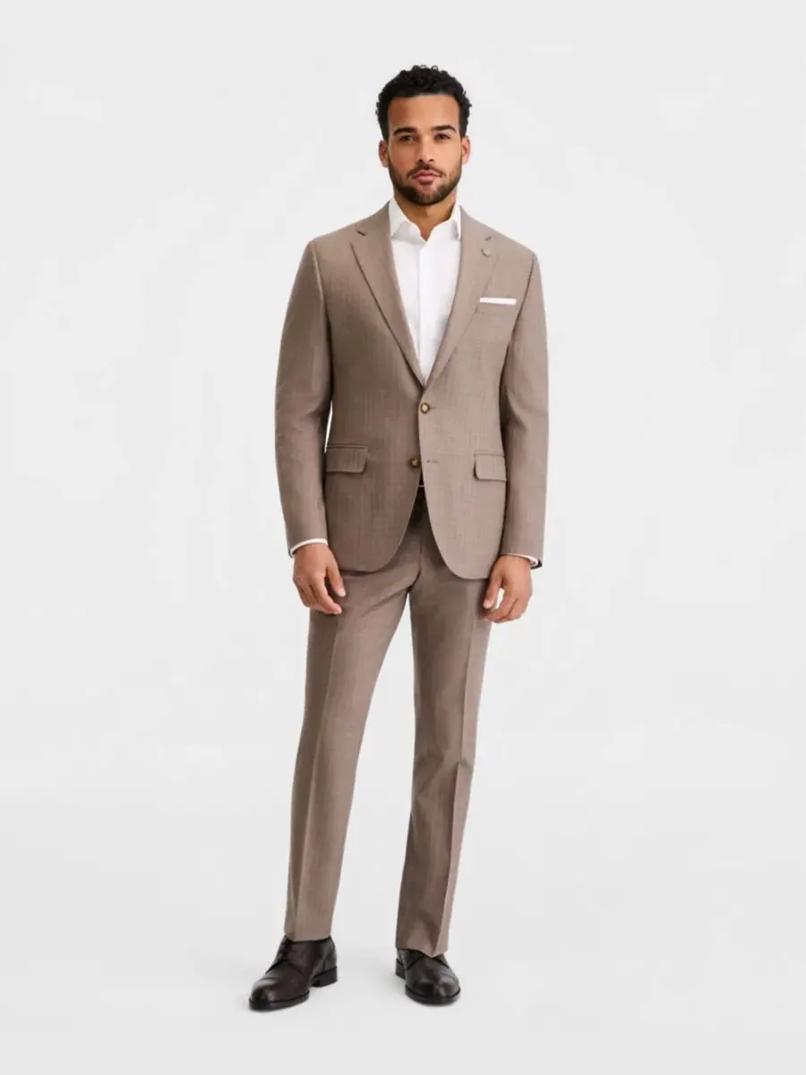Костюм-двойка мужской современного кроя из шерстяной смеси с полоской Tan Pinstripe Ted Baker — изображение 2 из 5, бежевый