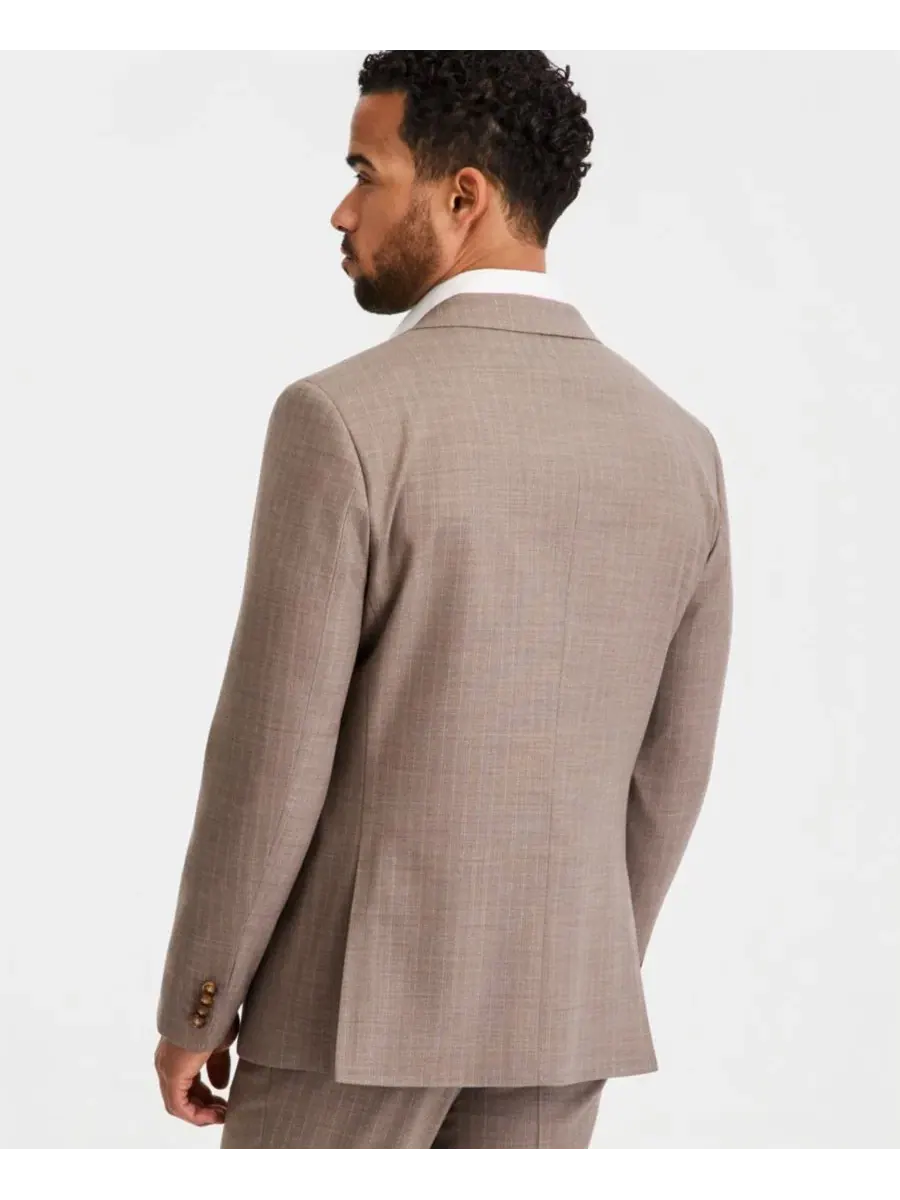 Костюм-двойка мужской современного кроя из шерстяной смеси с полоской Tan Pinstripe Ted Baker — изображение 4 из 5, бежевый