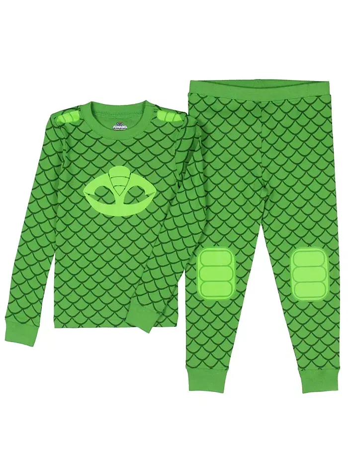 Детский костюм для мальчиков Catboy и Gekko, пижамный комплект PJ Masks — зеленый