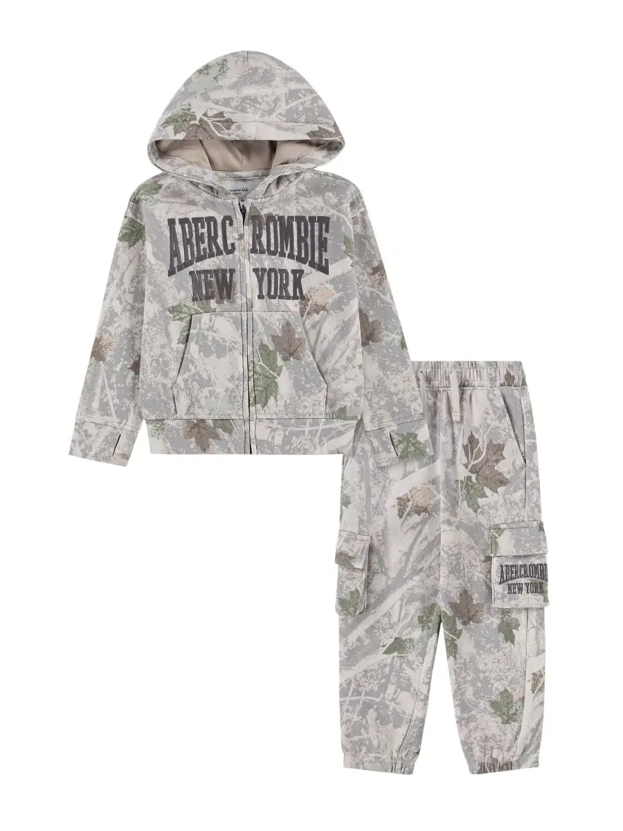 Комплект из худи и карго-брюк, безрукавный, с принтом, Abercrombie Kids, Anf Camo