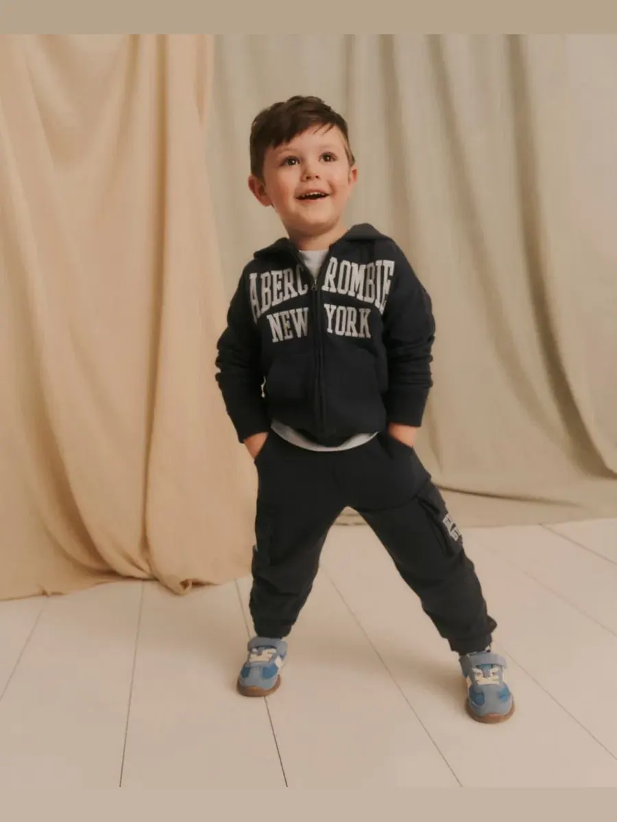 Детский комплект из худи на молнии и карго-брюк Abercrombie Kids — изображение 6 из 14, синий