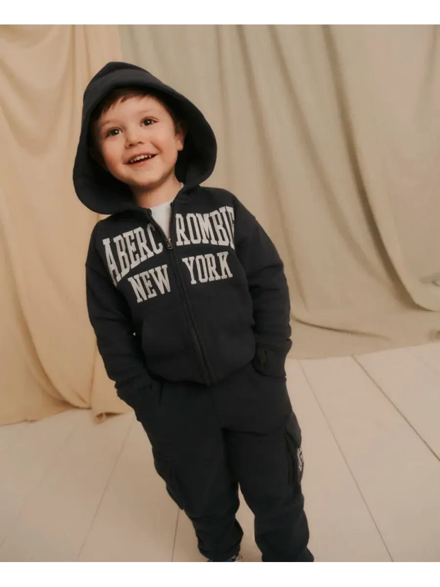 Детский комплект из худи на молнии и карго-брюк Abercrombie Kids — изображение 7 из 14, синий