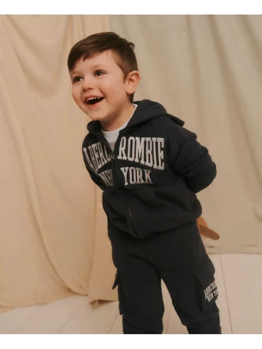 Детский комплект из худи на молнии и карго-брюк Abercrombie Kids — изображение 8 из 14, синий