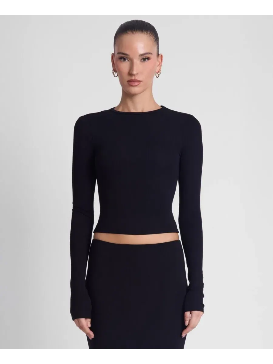 Женский топ с длинным рукавом Everyday Jersey Long Sleeve Top LEAU — черный