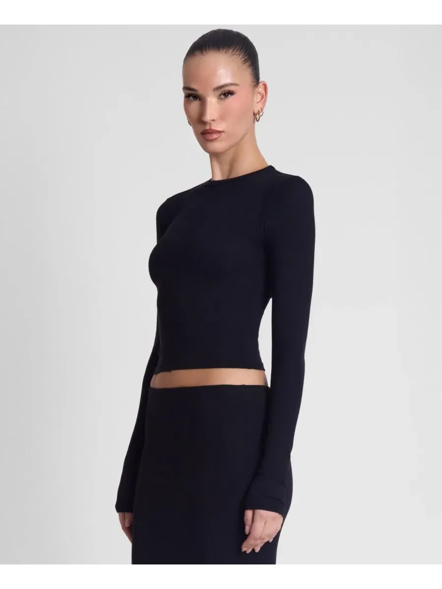 Женский топ с длинным рукавом Everyday Jersey Long Sleeve Top LEAU — изображение 3 из 4, черный