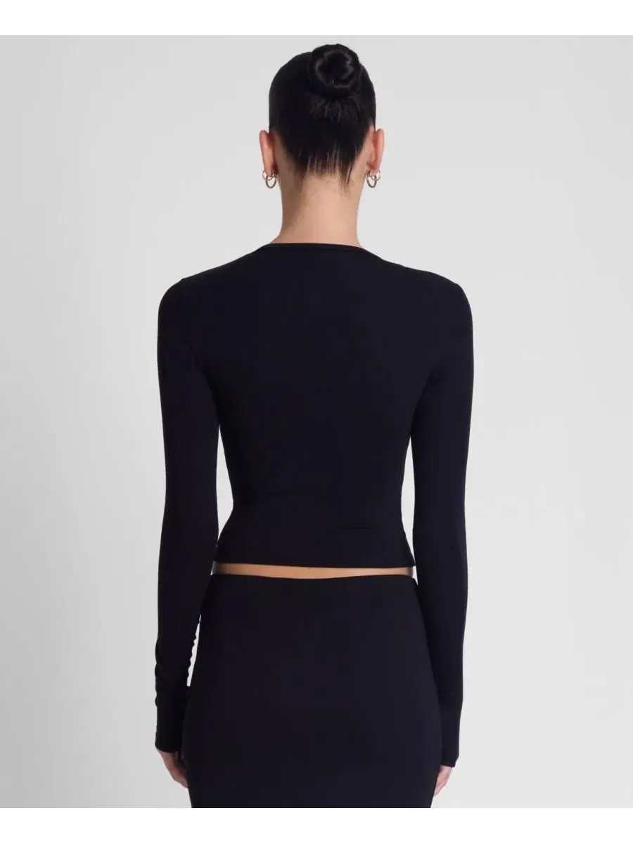 Женский топ с длинным рукавом Everyday Jersey Long Sleeve Top LEAU — изображение 4 из 4, черный