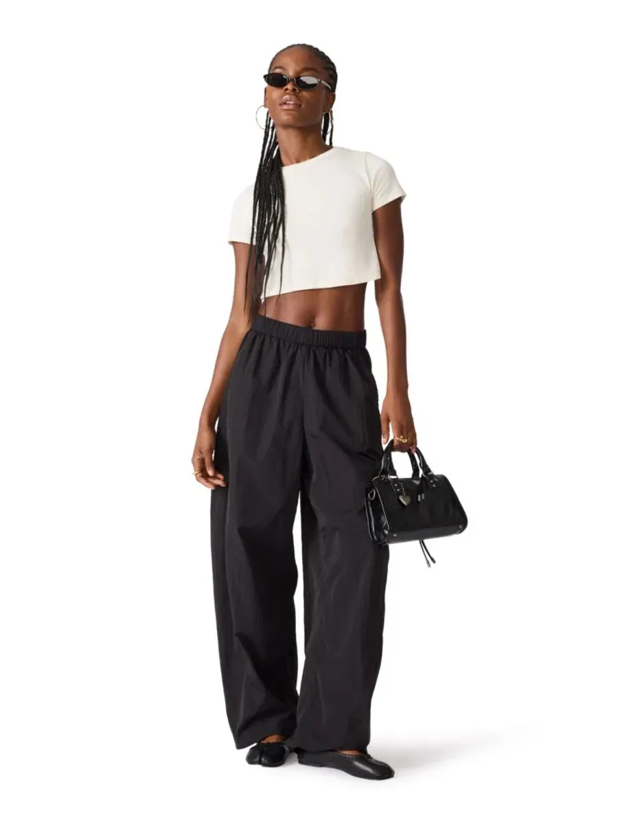 Спортивные брюки с заниженной посадкой Khoda Mid-Rise Barrel Track Pants Steve Madden — изображение 2 из 5, черный