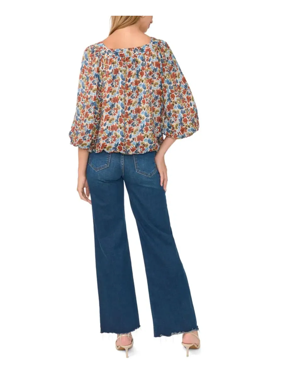 Блуза с квадратным вырезом и рукавом 3/4 с цветочным принтом, модель Floral Square Neck 3/4-Sleeve — изображение 6 из 6