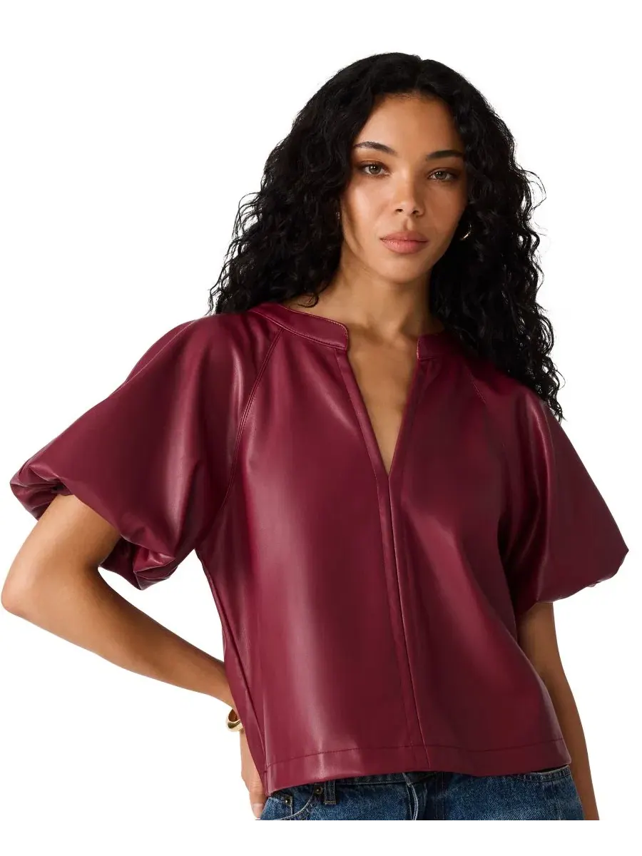 Блуза из экокожи с коротким рукавом-фонарик Cecila Top Steve Madden