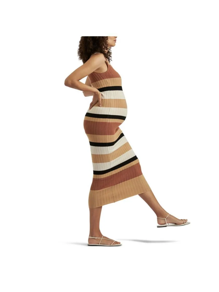 Вязаное платье для беременных Ripe Sarah в полоску Ripe Maternity — изображение 2 из 3, натуральный/черный
