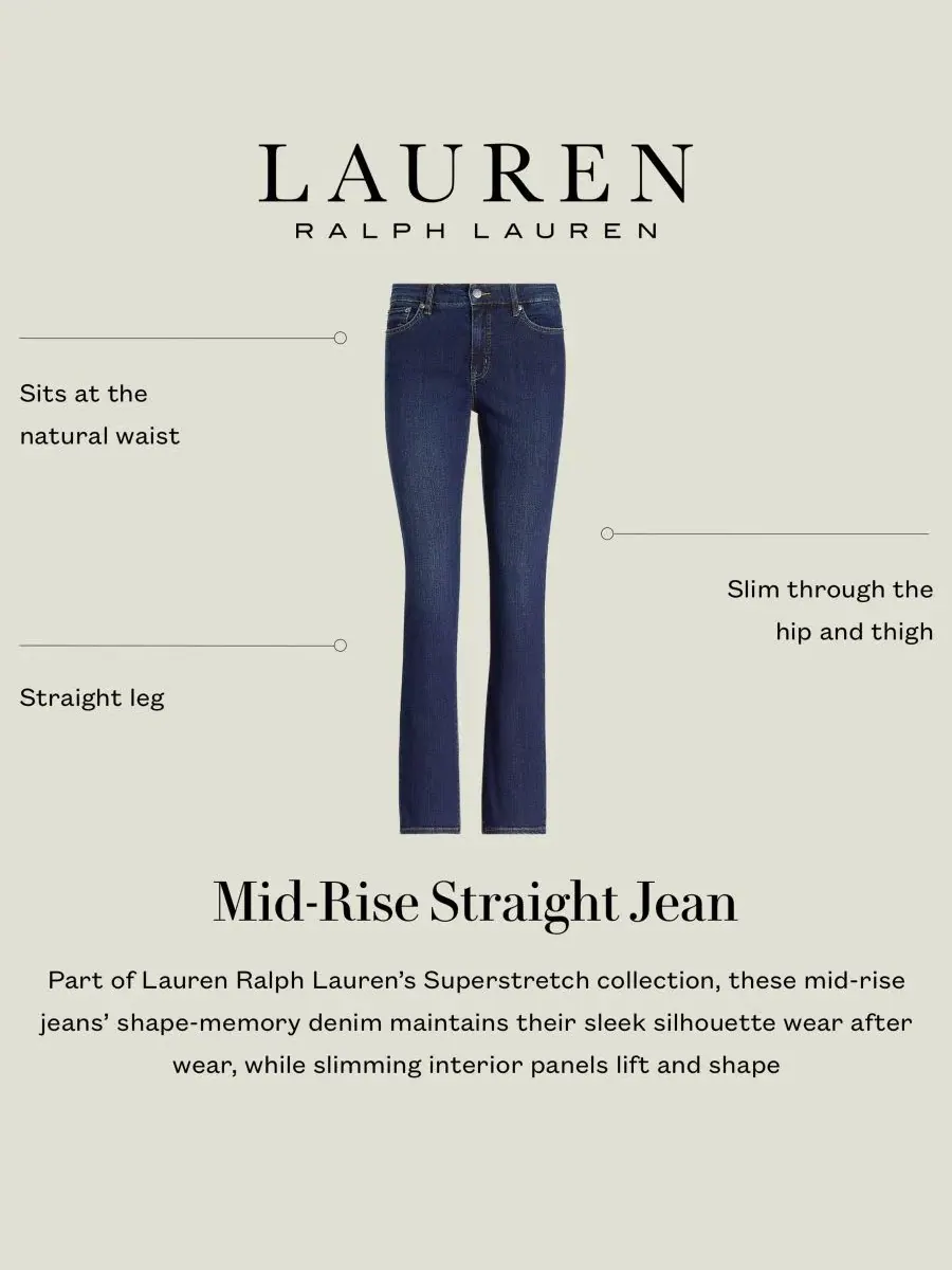 Джинсы прямого кроя средней посадки для невысоких девушек Lauren Ralph Lauren — изображение 8 из 8, белый