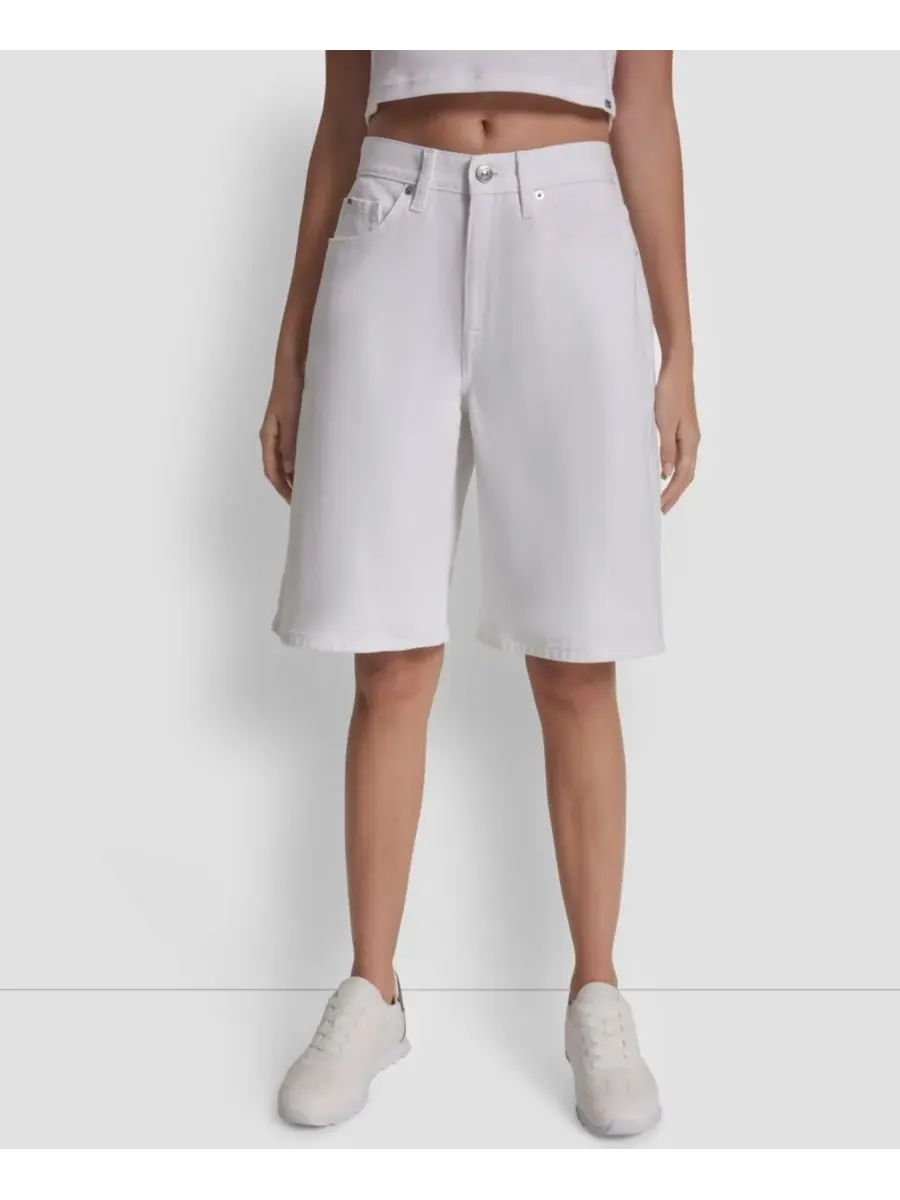 Женские джинсовые шорты-бермуды со средней посадкой DKNY Jeans — изображение 2 из 5, белый