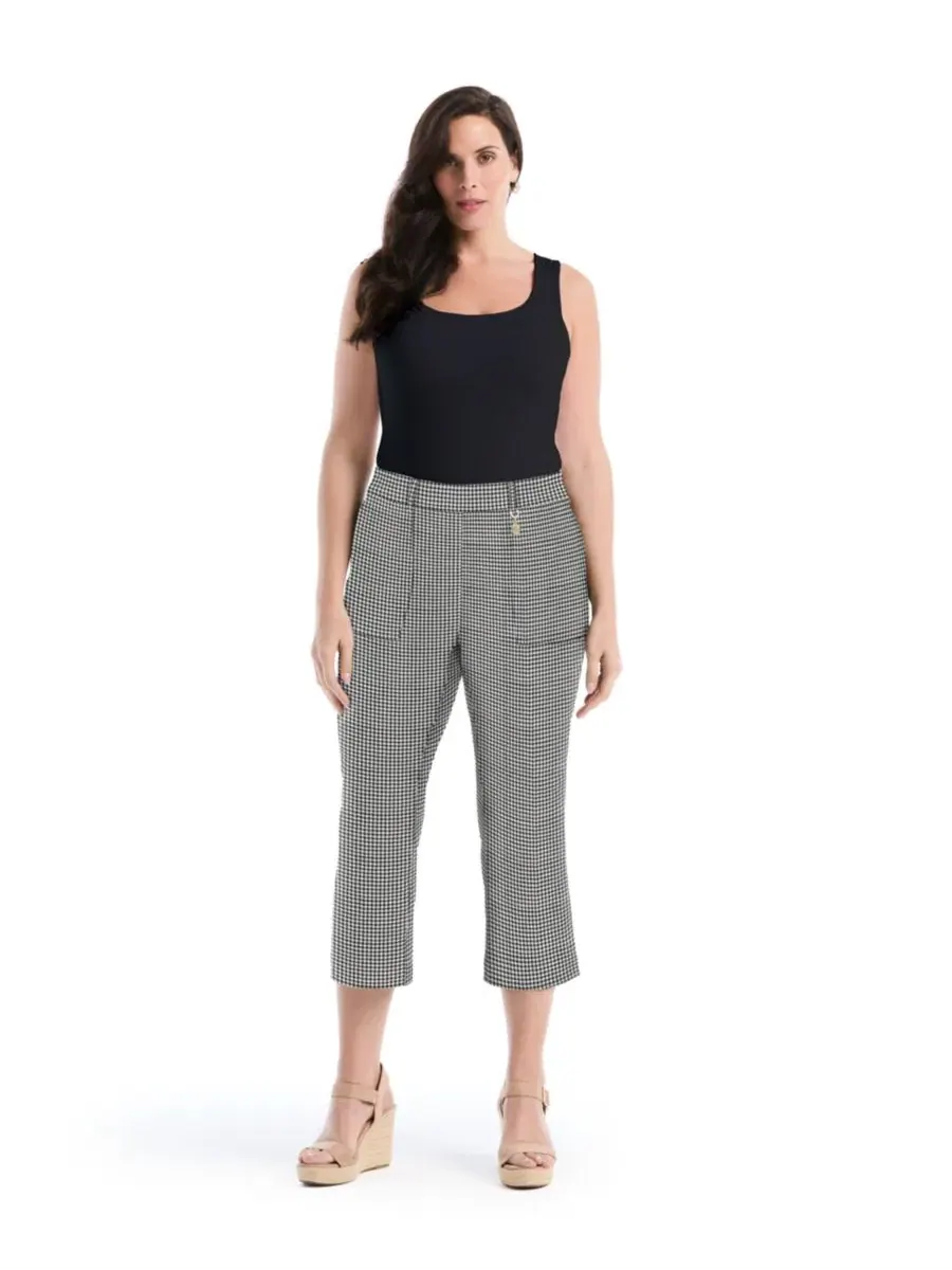 Брюки-клеш с карманами, модель Plus Size Pocket Kick Flare Pant Rafaella — изображение 2 из 4, черный