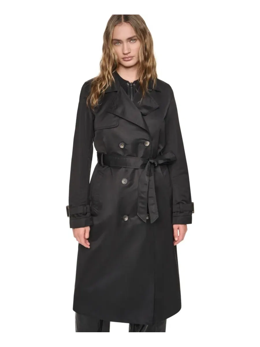 Пальто-тренч с капюшоном и стеганой вставкой DKNY