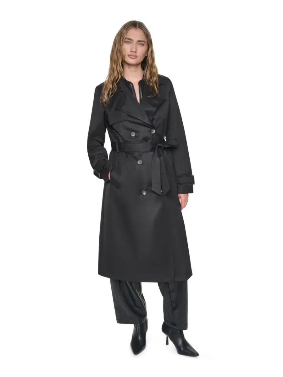 Пальто-тренч с капюшоном и стеганой вставкой DKNY — изображение 2 из 7, черный