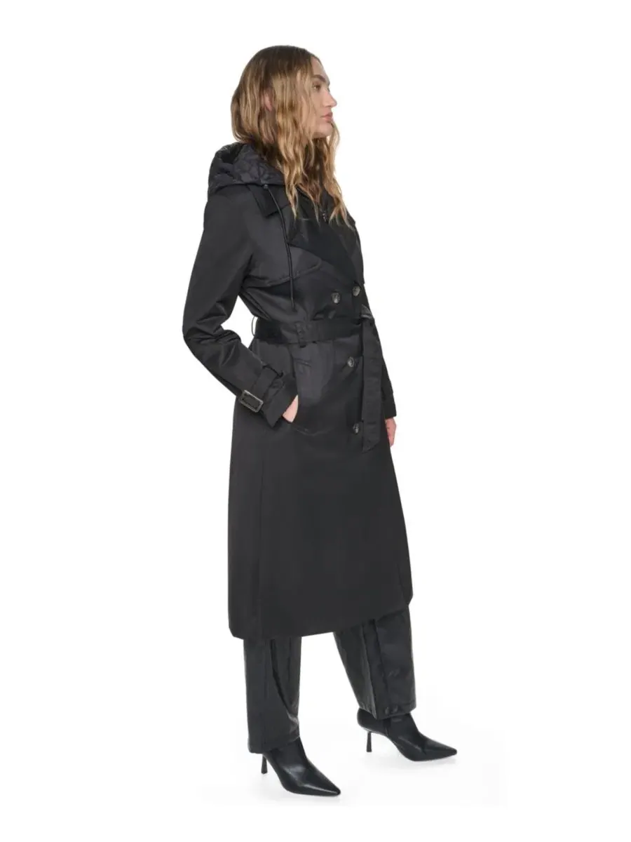Пальто-тренч с капюшоном и стеганой вставкой DKNY — изображение 4 из 7, черный
