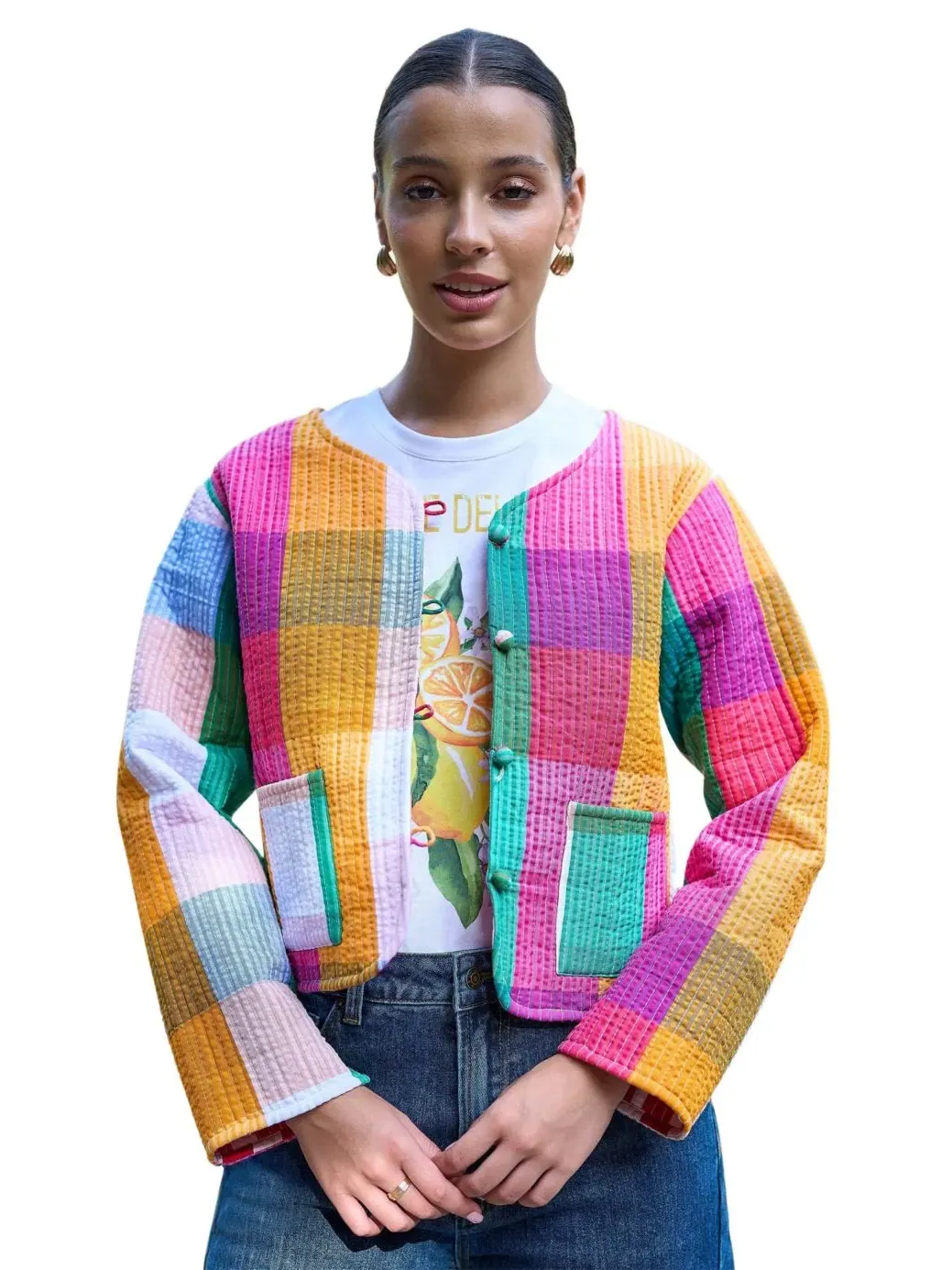 Женское стеганое пальто с воротником, двустороннее, из хлопка, модель Reversible Cotton Quilted