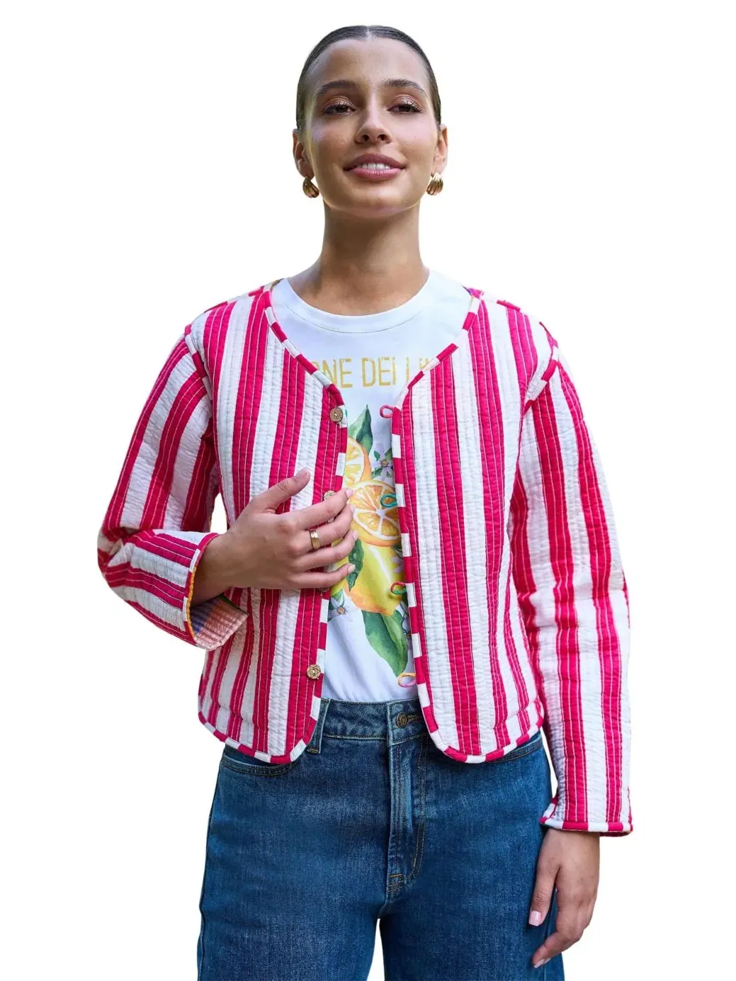 Женское стеганое пальто с воротником, двустороннее, из хлопка, модель Reversible Cotton Quilted — изображение 2 из 8, мульти
