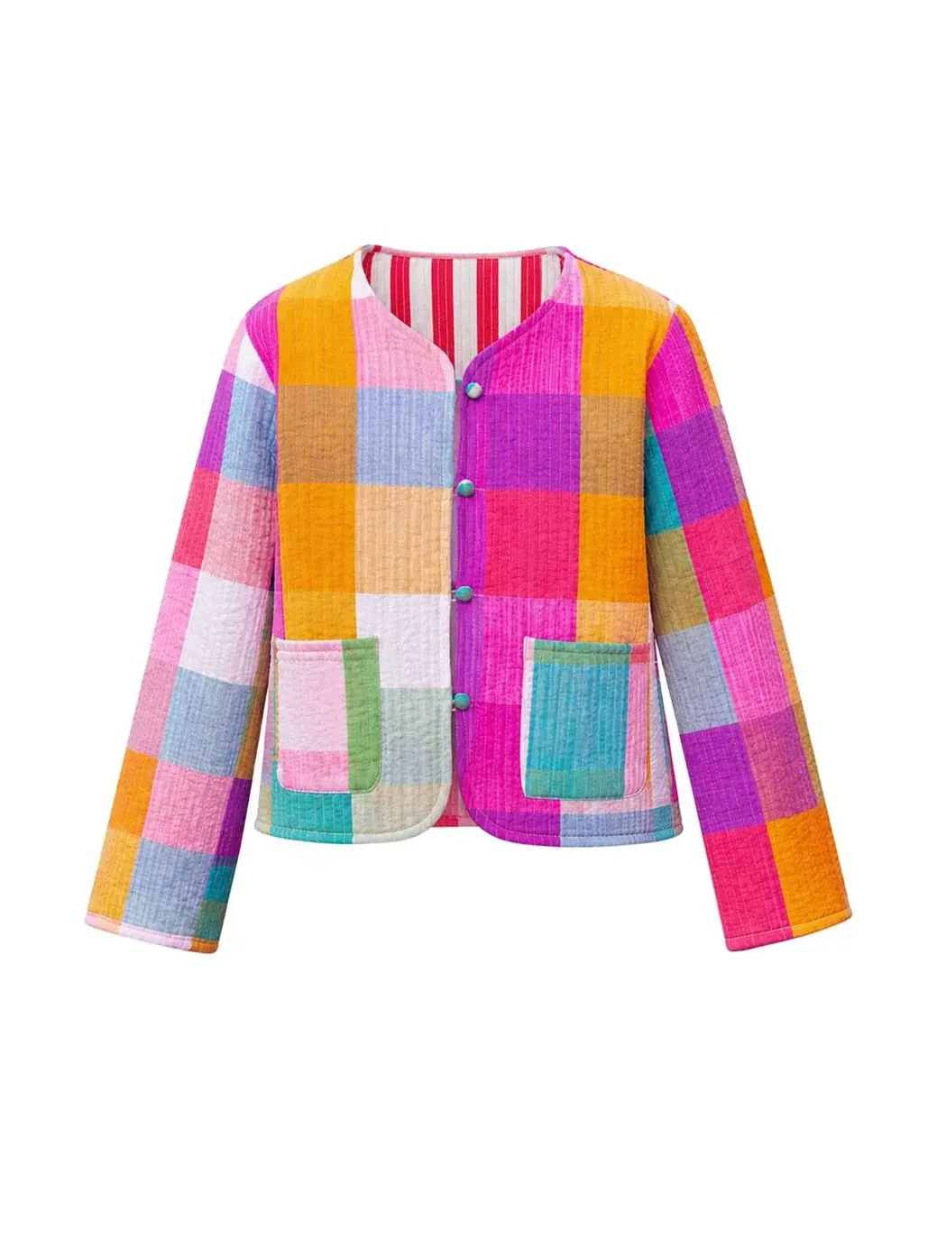Женское стеганое пальто с воротником, двустороннее, из хлопка, модель Reversible Cotton Quilted — изображение 8 из 8, мульти