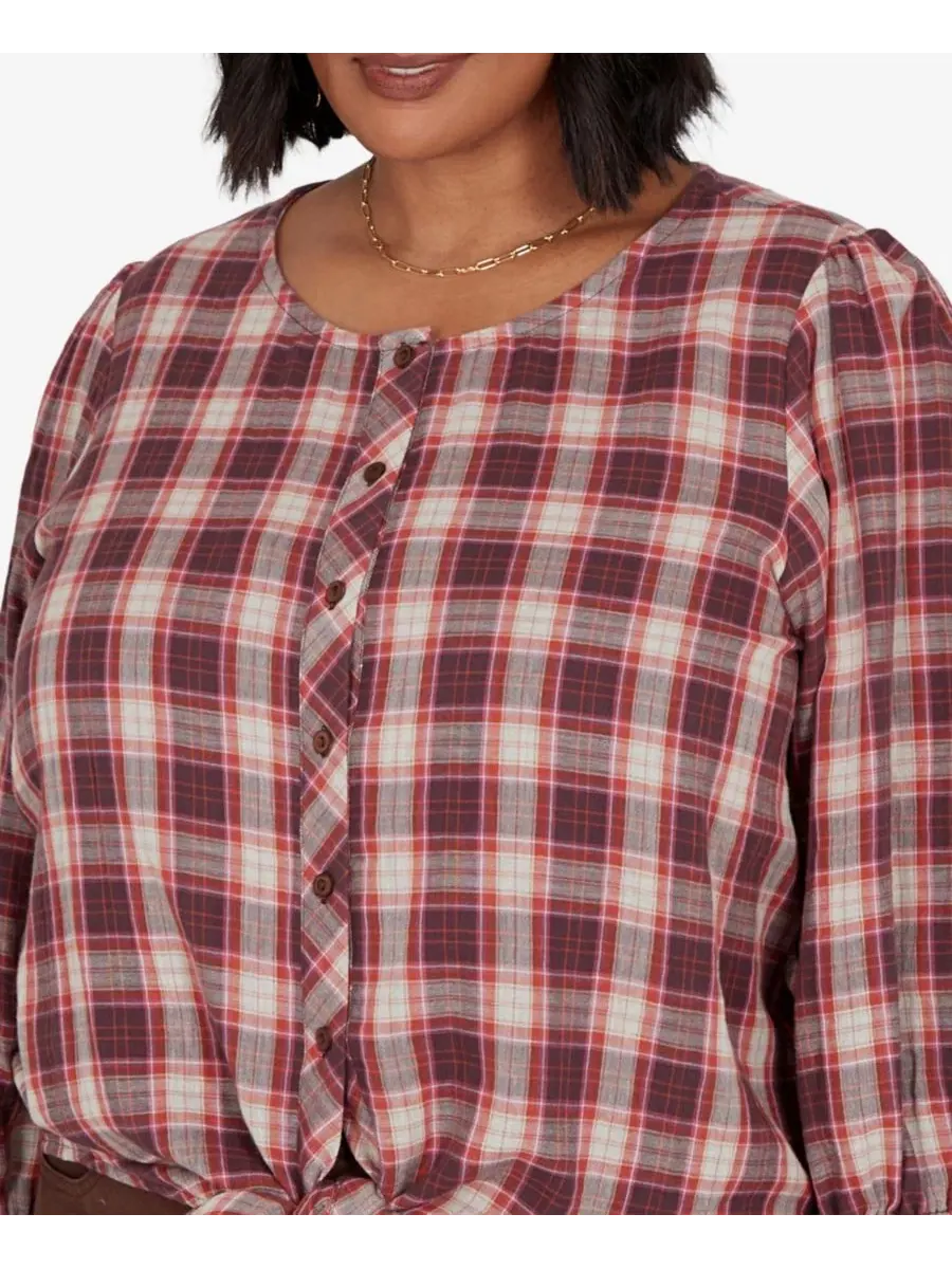 Блузка с запонками Homestead Plaid 3/4 Рукав Ruby Rd. — изображение 4 из 5, мульти
