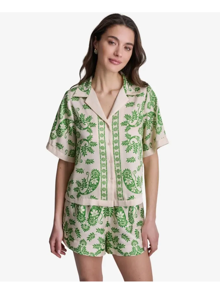 Блузка с коротким рукавом и принтом Botanical BCBG