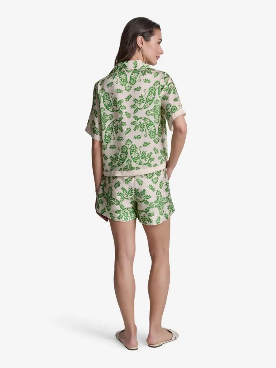 Блузка с коротким рукавом и принтом Botanical BCBG — изображение 6 из 6, бежевый