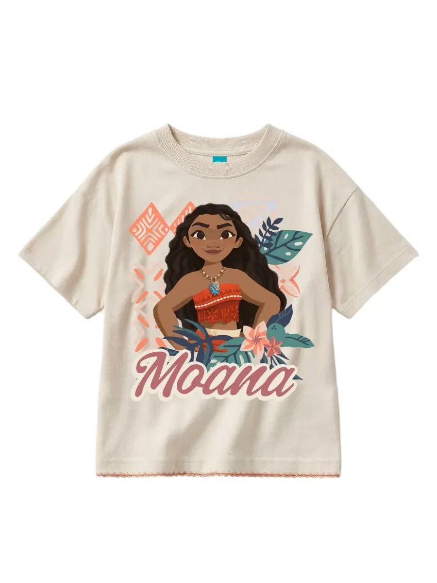 Комплект из футболки и шорт с принтом Moana Disney — изображение 2 из 5, розовый/бежевый