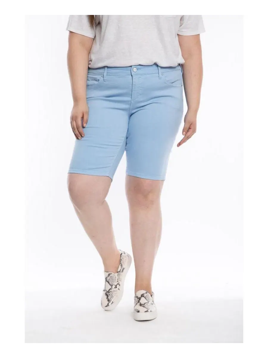 Шорты-бермуды с подвернутым краем, джинсовая ткань SLINK Jeans — изображение 2 из 3, синий