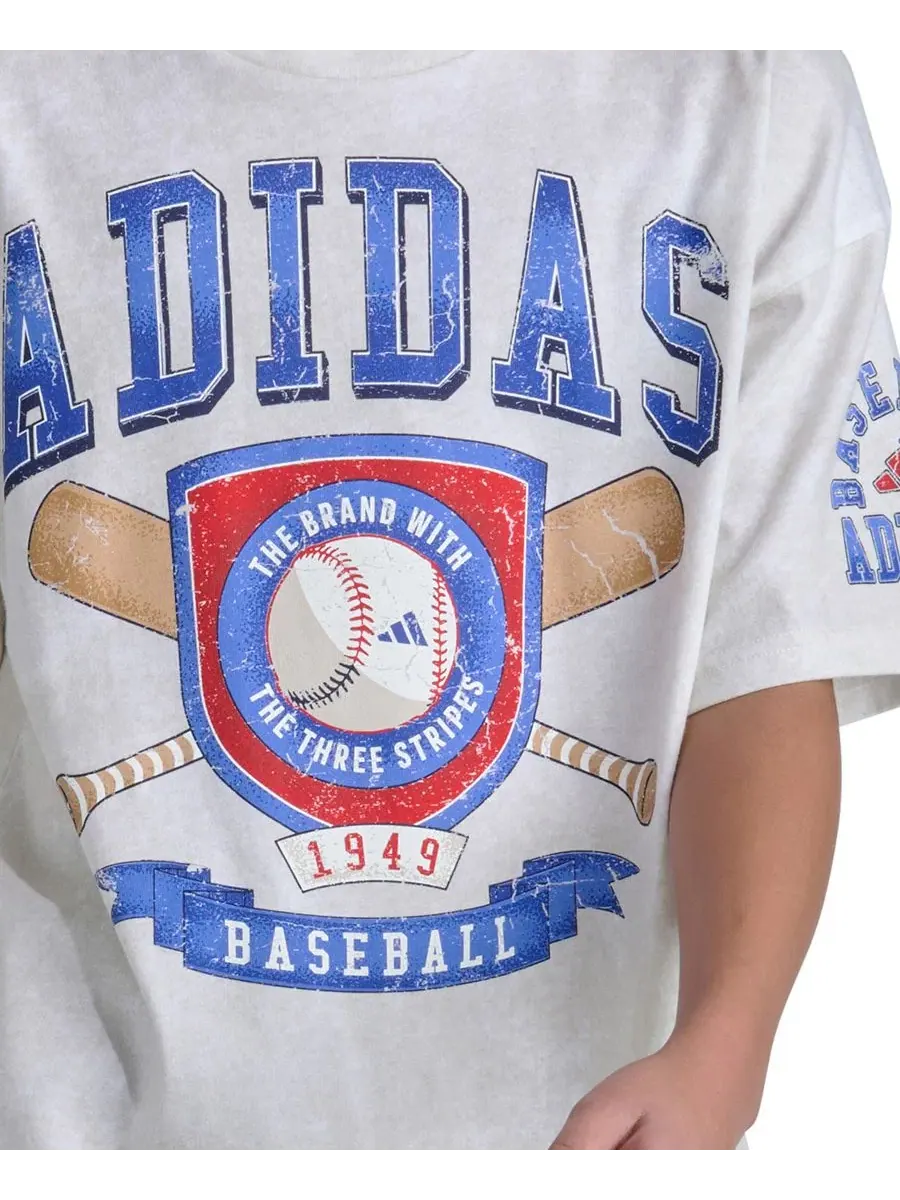 Футболка с коротким рукавом и принтом, модель Baseball T-Shirt adidas — изображение 3 из 4, белый
