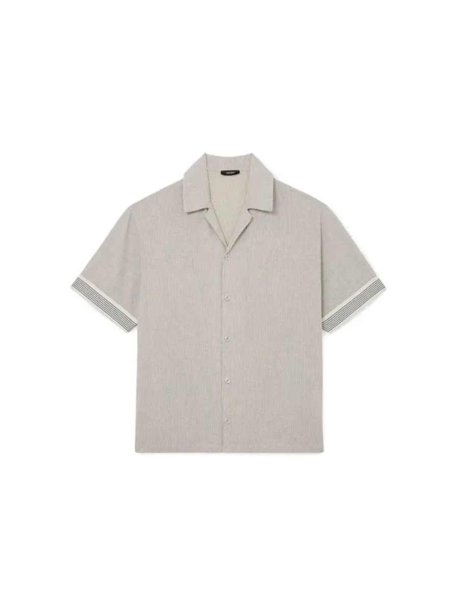Мужская рубашка с коротким рукавом Dornie Stripe Tape Printed REISS — изображение 4 из 5, белый черный