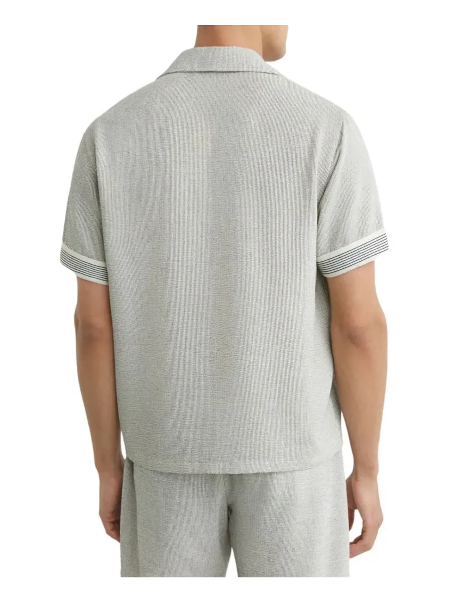 Мужская рубашка с коротким рукавом Dornie Stripe Tape Printed REISS — изображение 5 из 5, белый черный