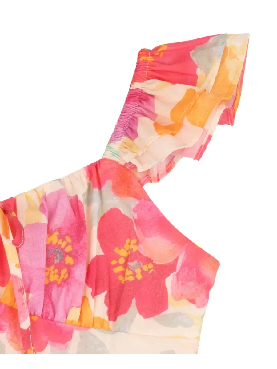 Платье с цветочным принтом, без рукавов, модель Printed Floral Ruched Bust Flutter Strap Tie Back — изображение 2 из 4