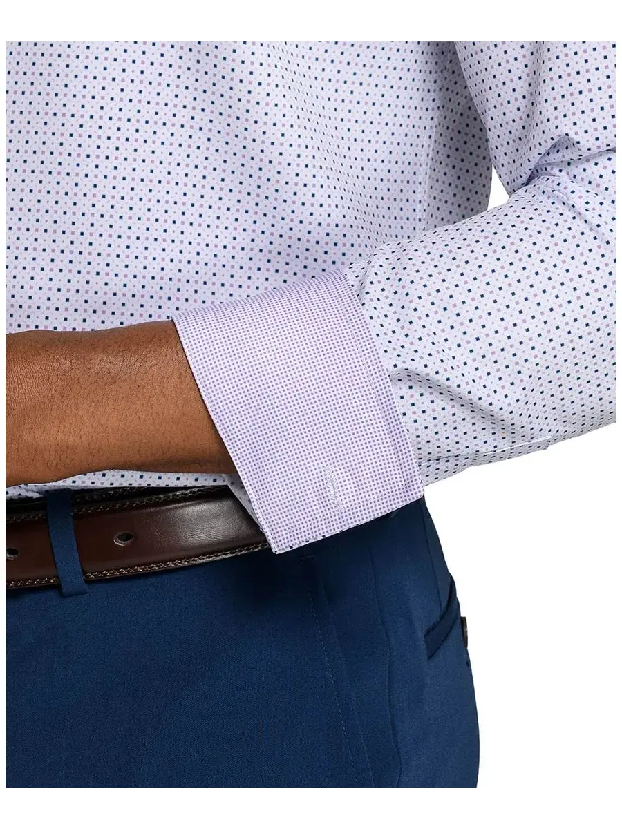 Рубашка для мужчин с воротником-стойкой, slim fit, из стрейч-ткани ConStruct — изображение 5 из 5, белый/синий