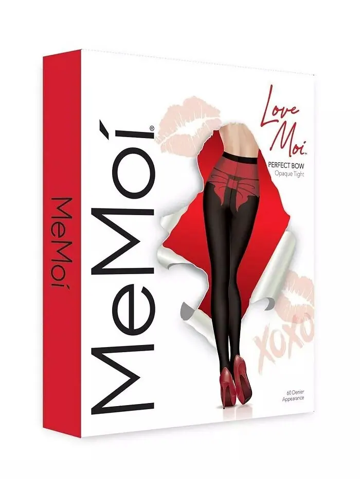 Женские плотные непрозрачные чулки Tie Me Up Memoi — изображение 4 из 6, черный красный
