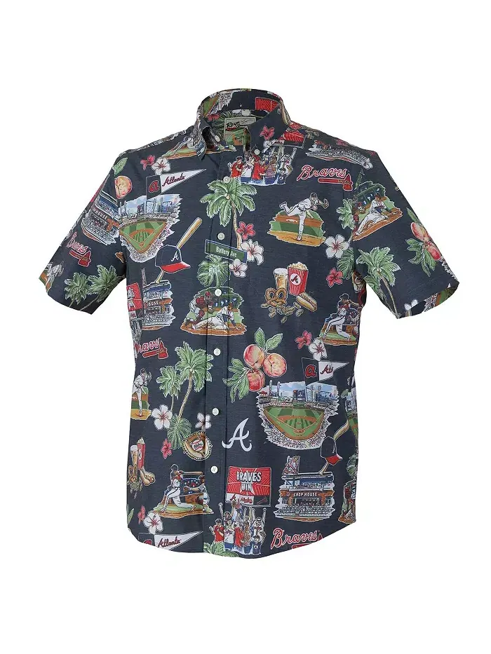 Мужская трикотажная рубашка Atlanta Braves Scenic с кнопками — изображение 2 из 3, синий