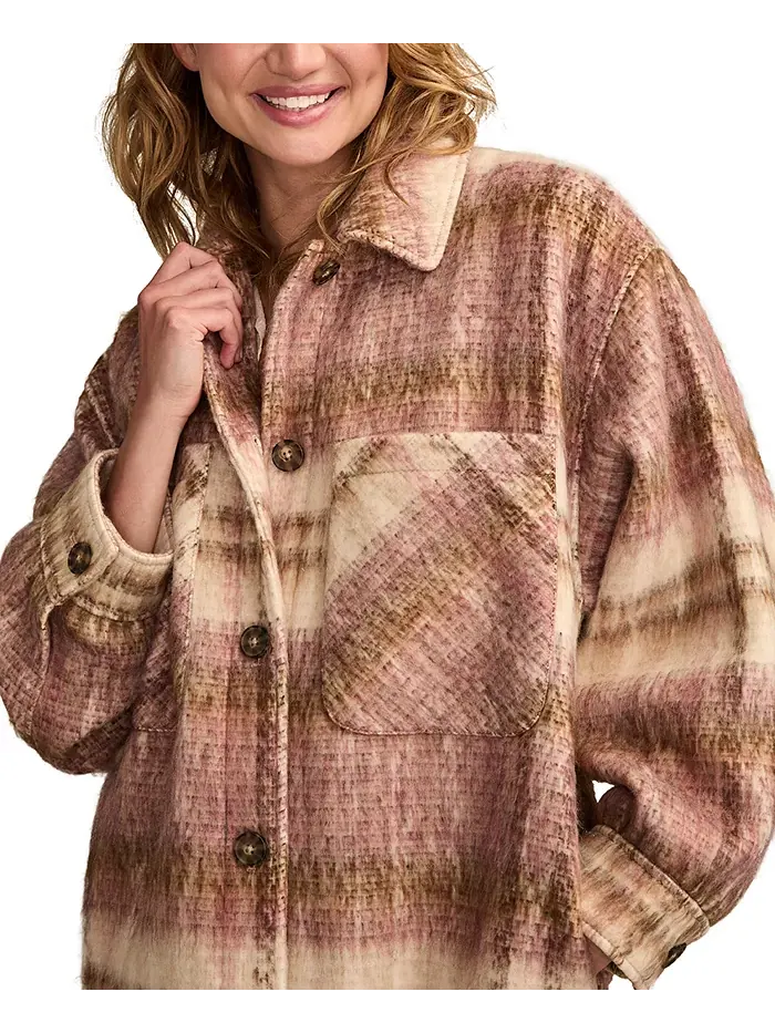 Женская клетчатая куртка-рубашка свободного кроя Lucky Brand — изображение 2 из 6, розовый