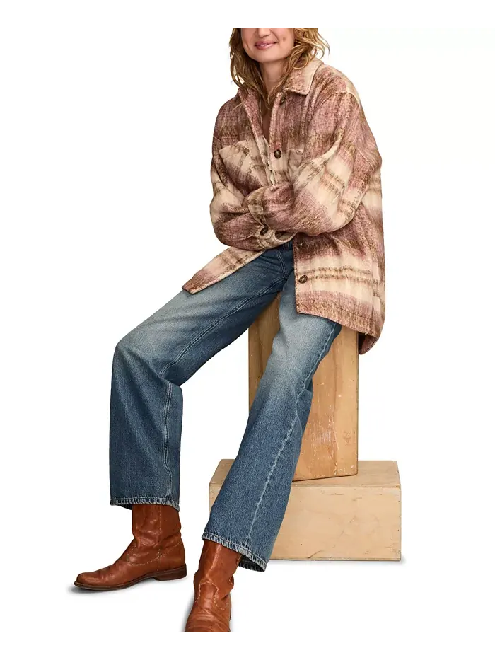 Женская клетчатая куртка-рубашка свободного кроя Lucky Brand — изображение 3 из 6, розовый