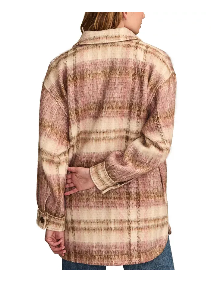 Женская клетчатая куртка-рубашка свободного кроя Lucky Brand — изображение 5 из 6, розовый