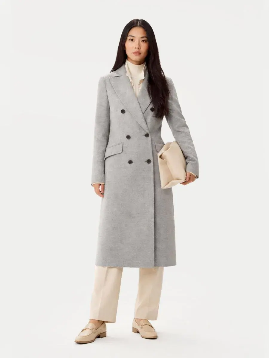 Женское длинное пальто из кашемира с заостренными лацками Gobi Cashmere — изображение 2 из 10, серый