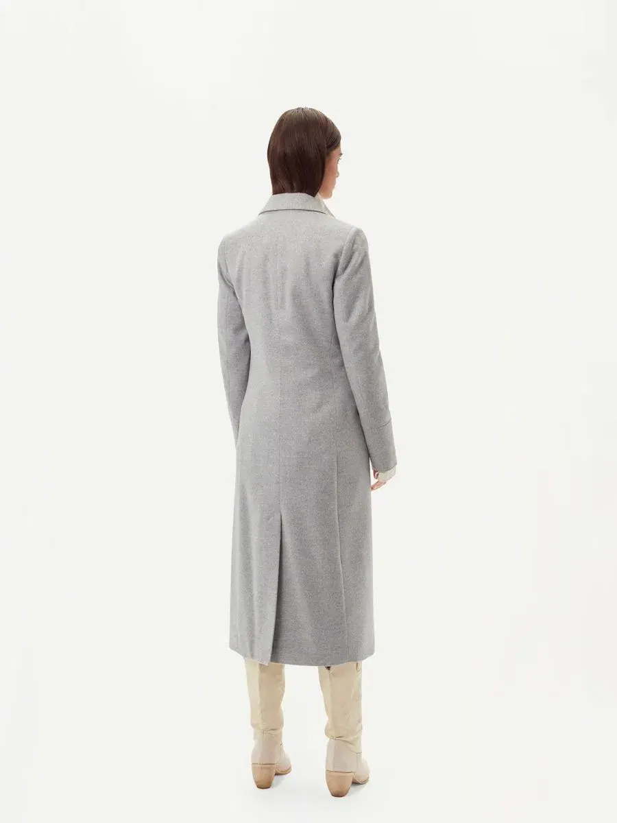 Женское длинное пальто из кашемира с заостренными лацками Gobi Cashmere — изображение 3 из 10, серый