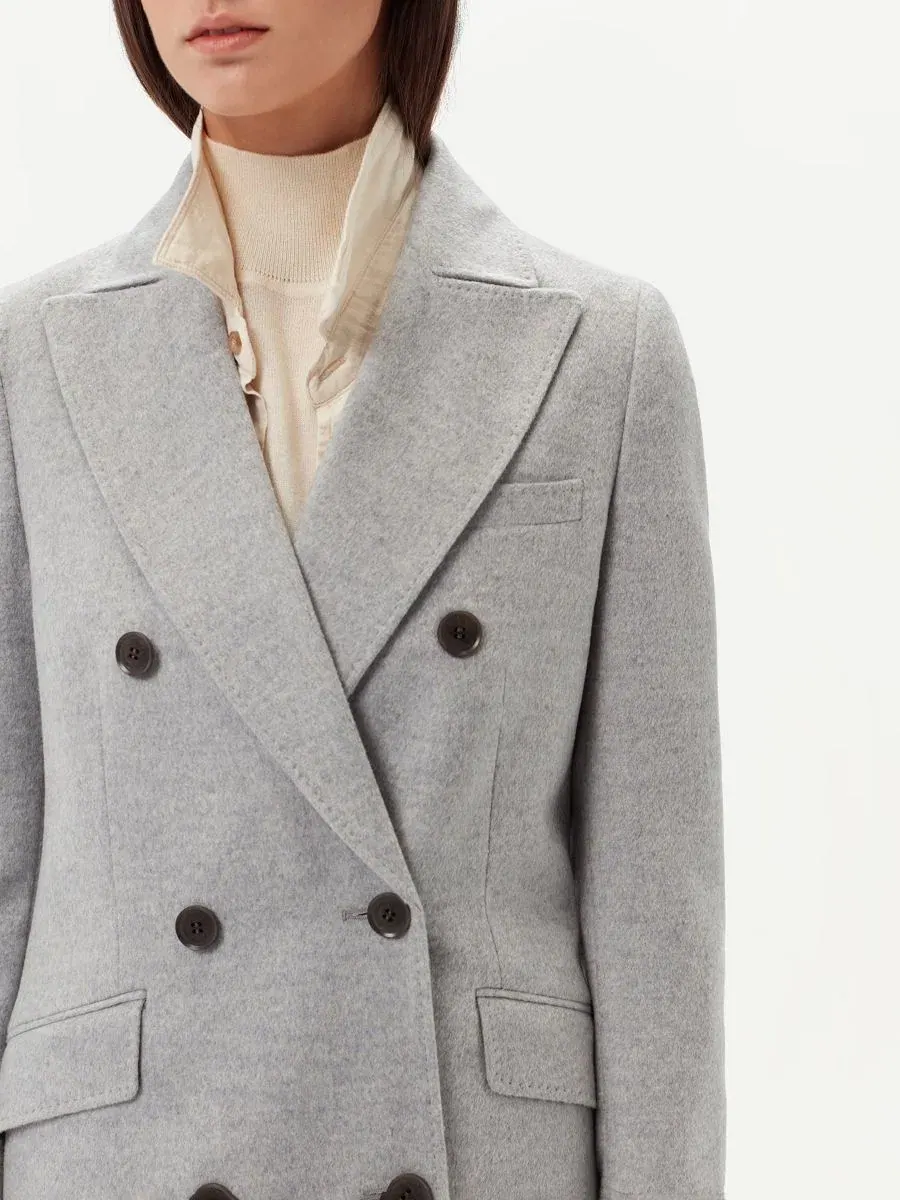 Женское длинное пальто из кашемира с заостренными лацками Gobi Cashmere — изображение 5 из 10, серый