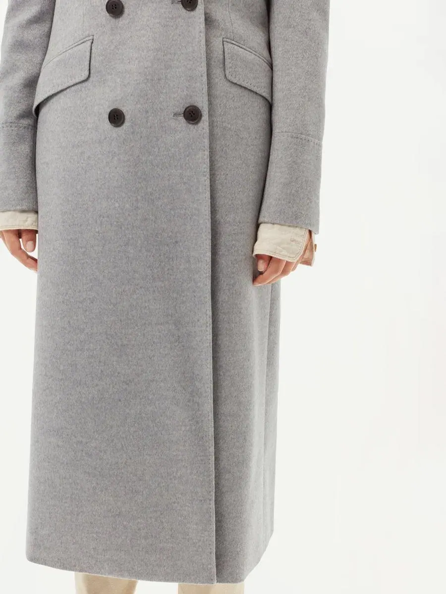 Женское длинное пальто из кашемира с заостренными лацками Gobi Cashmere — изображение 10 из 10, серый