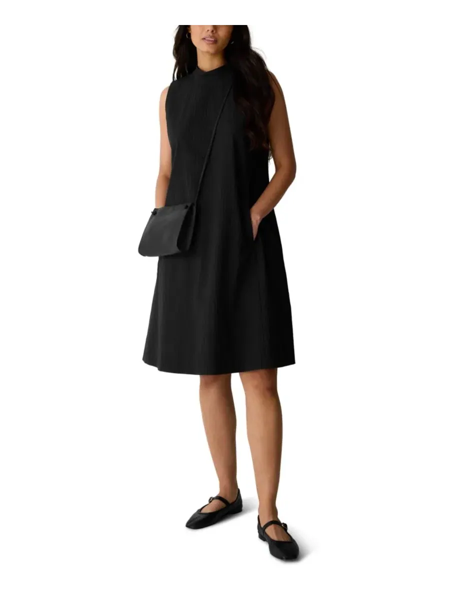 Платье-трапеция без рукавов EILEEN FISHER PETITES — изображение 2 из 4, черный