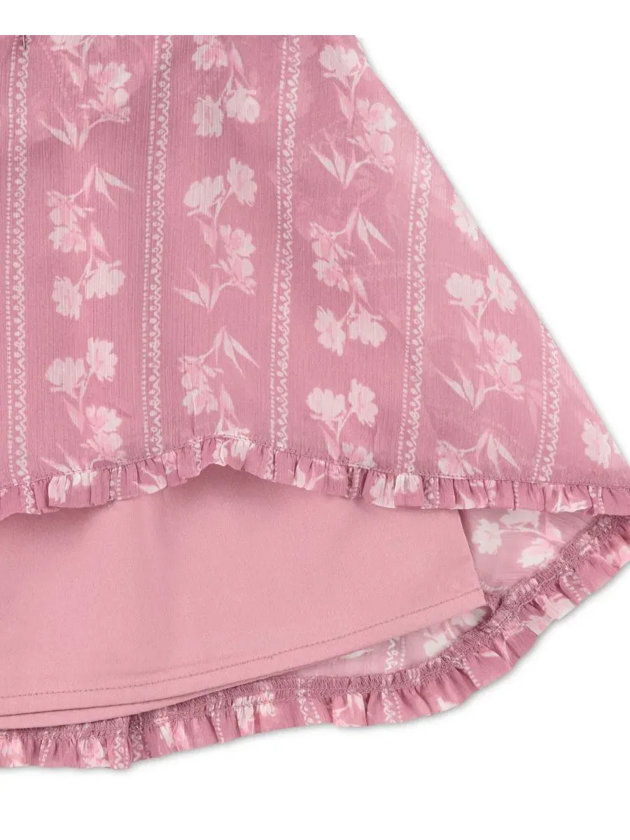 Платье-трапеция с квадратным вырезом и пышными рукавами abercrombie kids — изображение 3 из 3, розовый