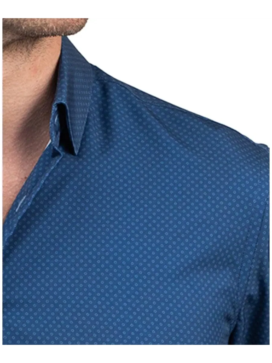 Рубашка с воротником-стойкой, с длинным рукавом, Slim Fit Ben Sherman — изображение 2 из 3, синий