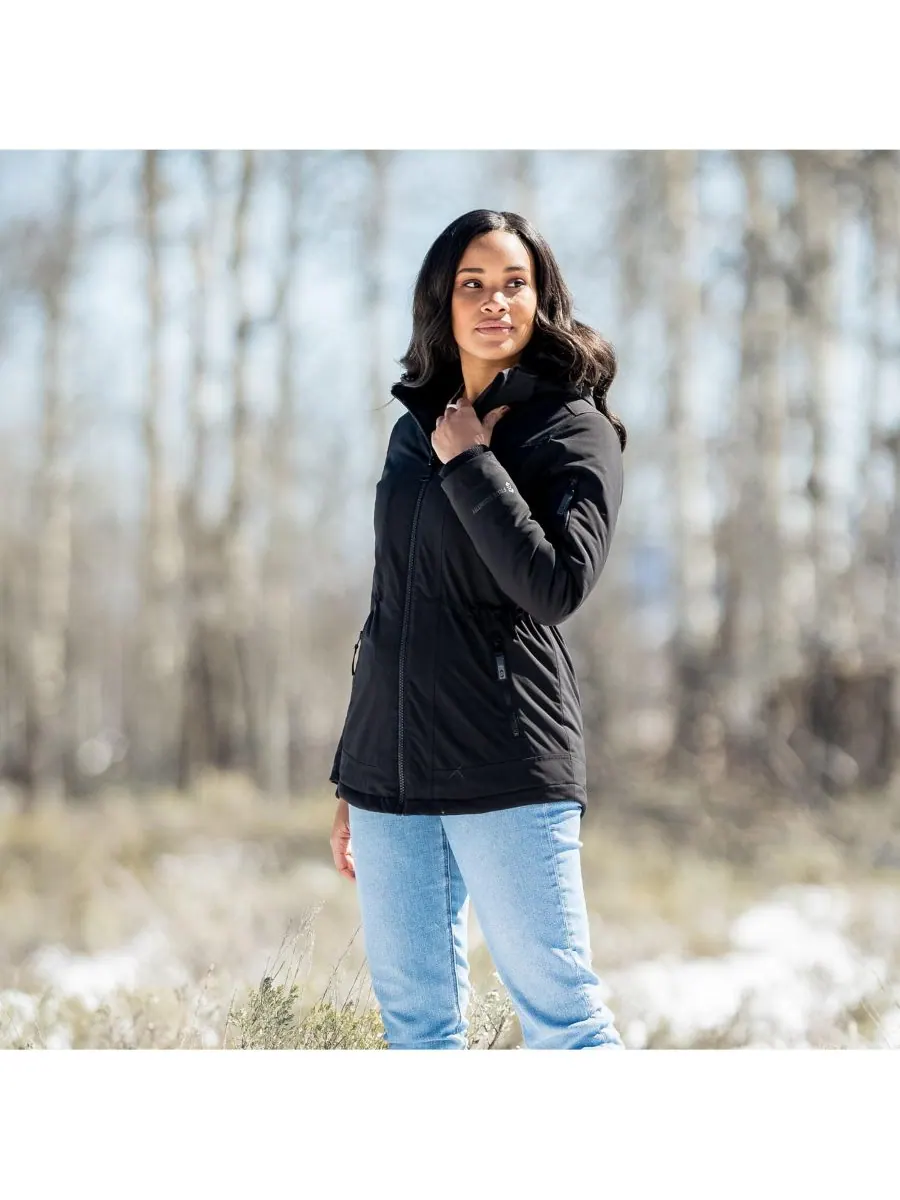 Женская термокуртка из мягкого материала Thermo Super Softshell на молнии Free Country — изображение 3 из 4, черный