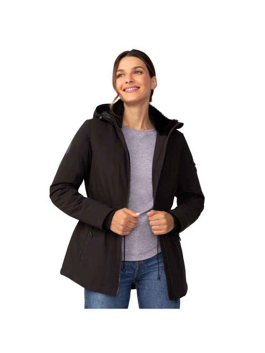 Женская термокуртка из мягкого материала Thermo Super Softshell на молнии Free Country — изображение 4 из 4, черный