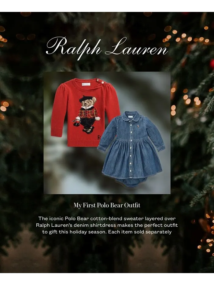 Джинсовое хлопковое платье-рубашка для маленьких девочек Polo Ralph Lauren — изображение 4 из 4, синий