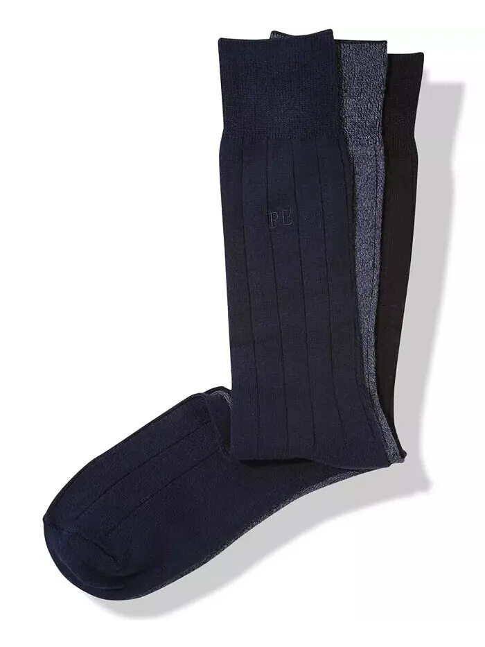 Мужские носки Perry Ellis из вискозы в рубчик, 3 пары Perry Ellis Portfolio — изображение 1 из 1, черный